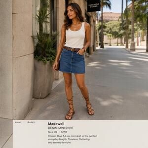 Madewell Denim Mini Skirt Size 30 Classic Blue A-Line NWOT